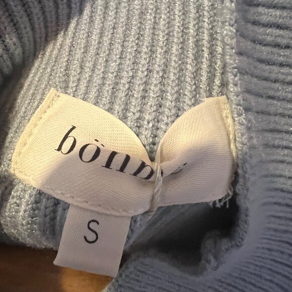 NWT Böhme Light Blue Ribbed Mock Neck Sweater S Minimalist Quiet Luxury - Picture 3 of 5